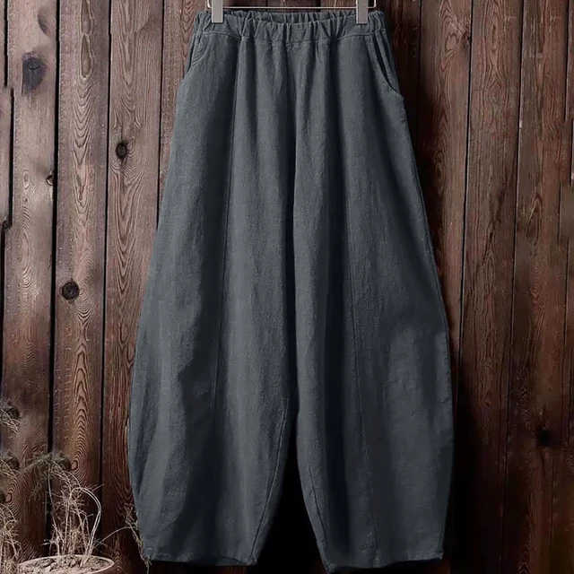 Haruna | Cotton-linen loose pants (women's)