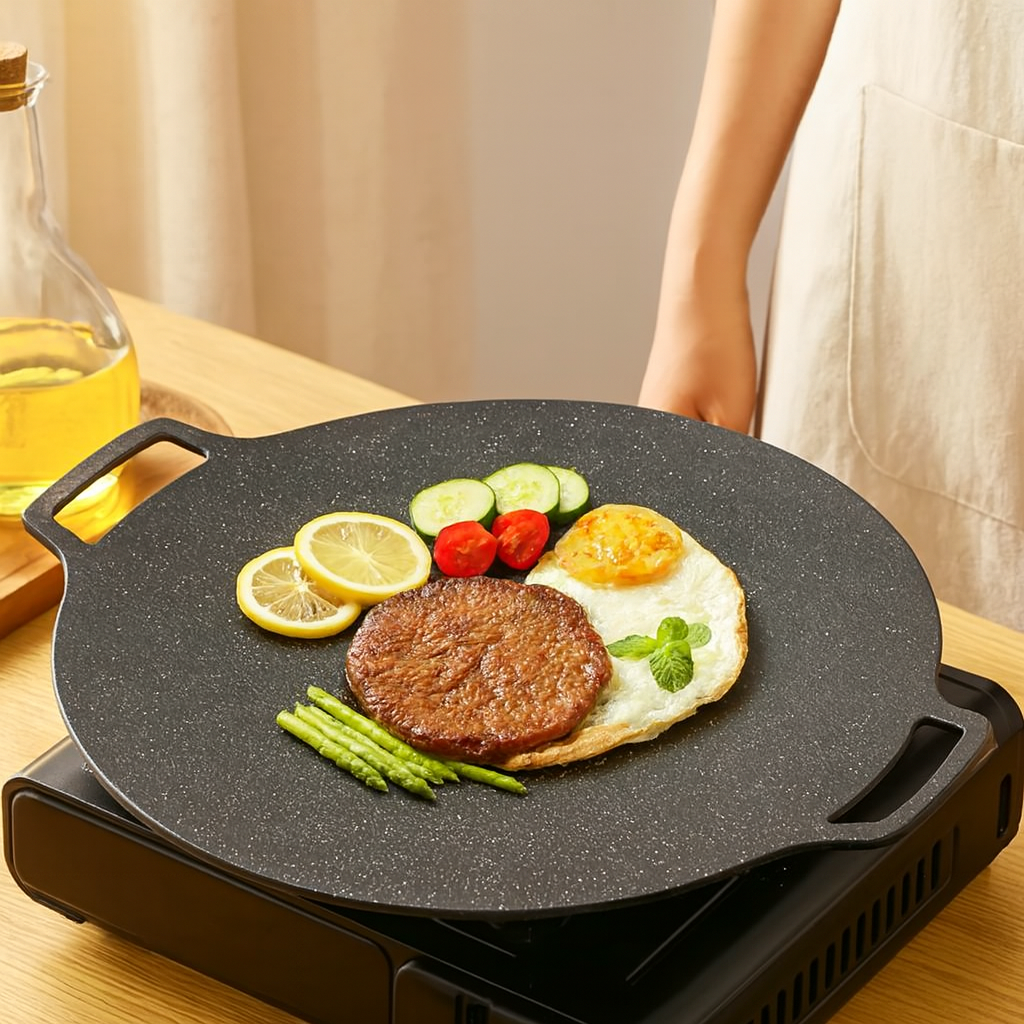グリルヴァラ | ノンスティックコーティングを施した丸型鉄製グリルパン