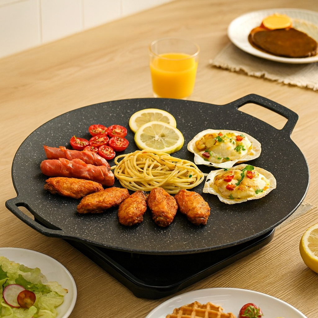 Grillvala | Round iron grill pan with nonstick coating