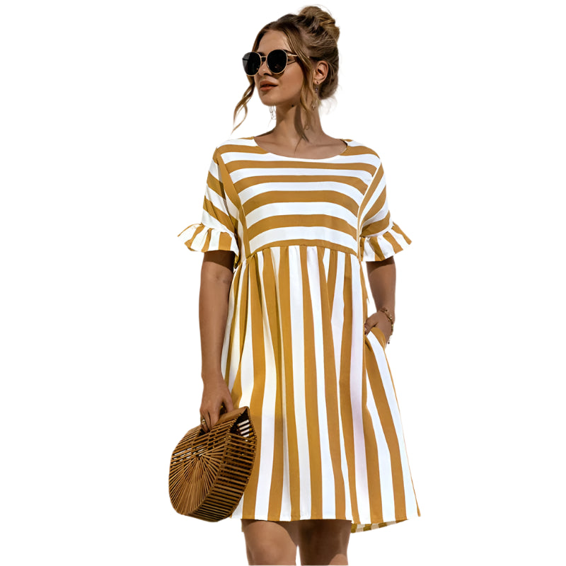 Aaliyah - Striped short sleeve dress