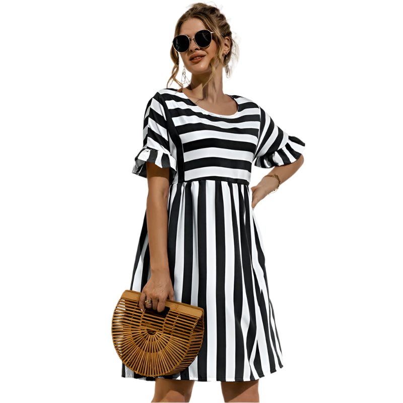 Aaliyah - Striped short sleeve dress