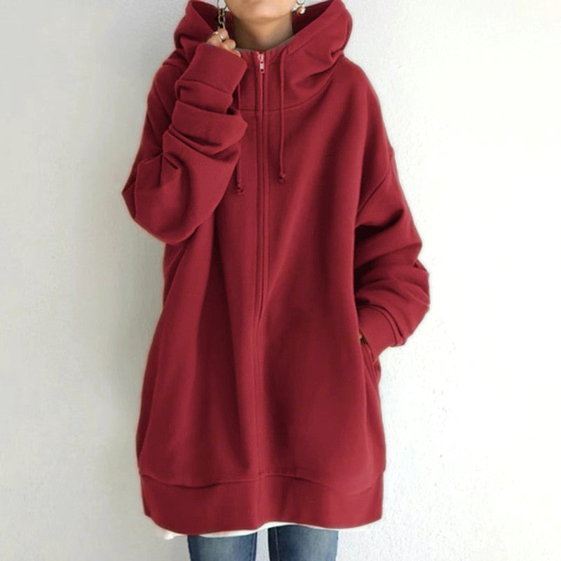 Mitsuko - Oversized Hoodie with Zipper and Pockets