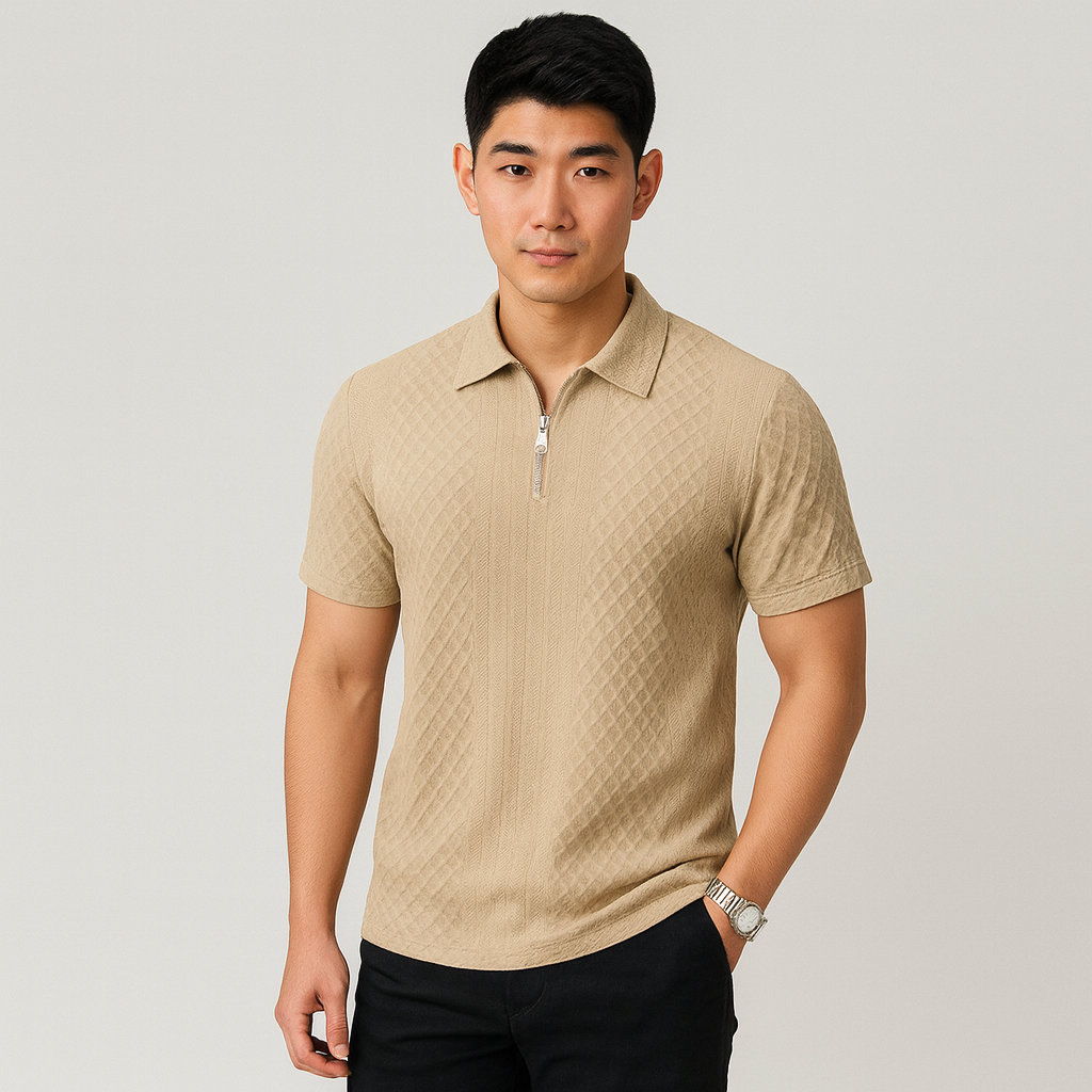 Hayato | Jacquard Zip Polo