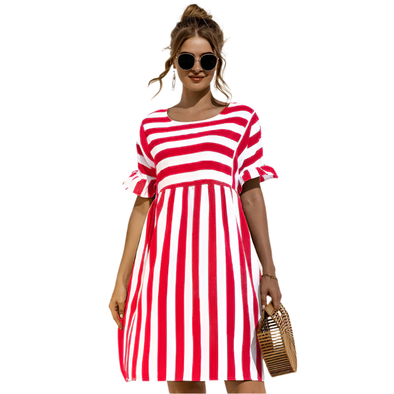 Aaliyah - Striped short sleeve dress