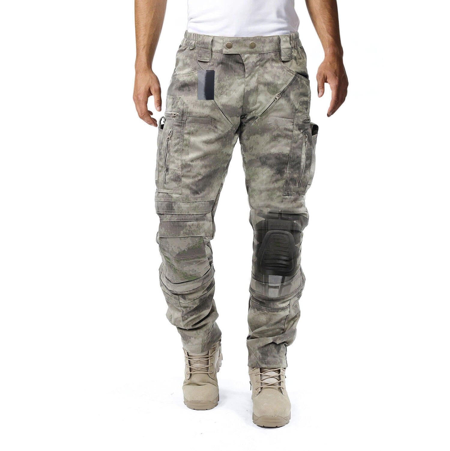 Tactical cargo pants with knee protection, ideal for outdoor activities and work.