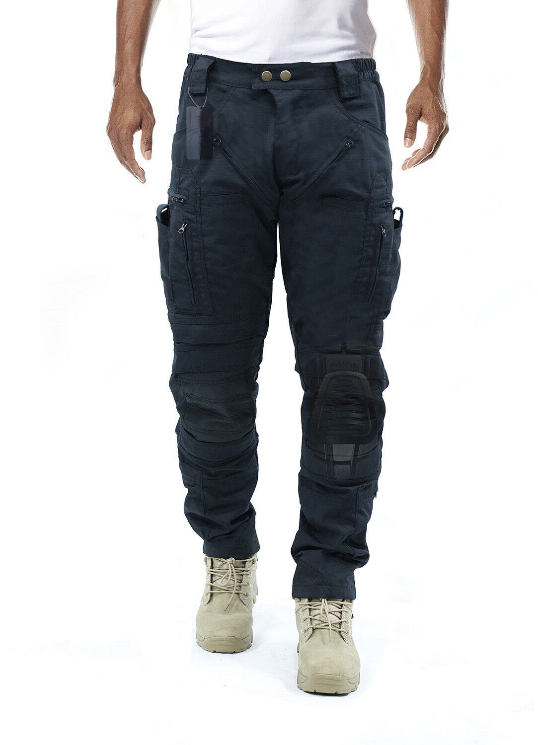 Tactical cargo pants with knee protection, ideal for outdoor activities and work.