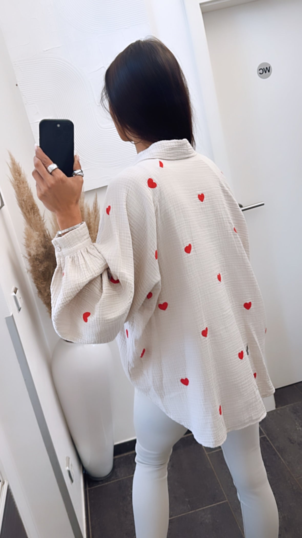 Arisa Heart Print V-Neck Blouse