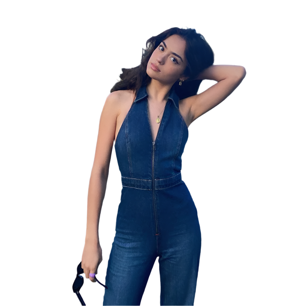Caitlin – V-neck denim jumpsuit