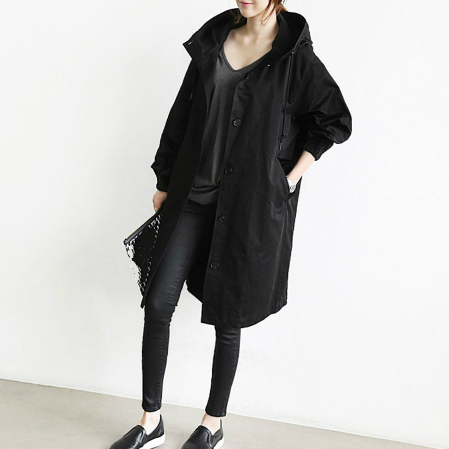 Celine | Long Hooded Trench Coat – Stylish and Functional