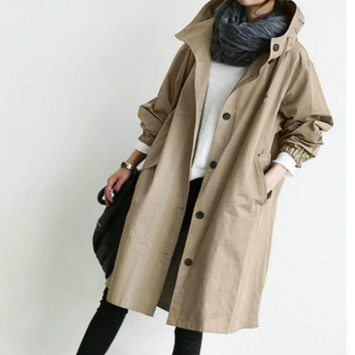 Celine | Long Hooded Trench Coat – Stylish and Functional