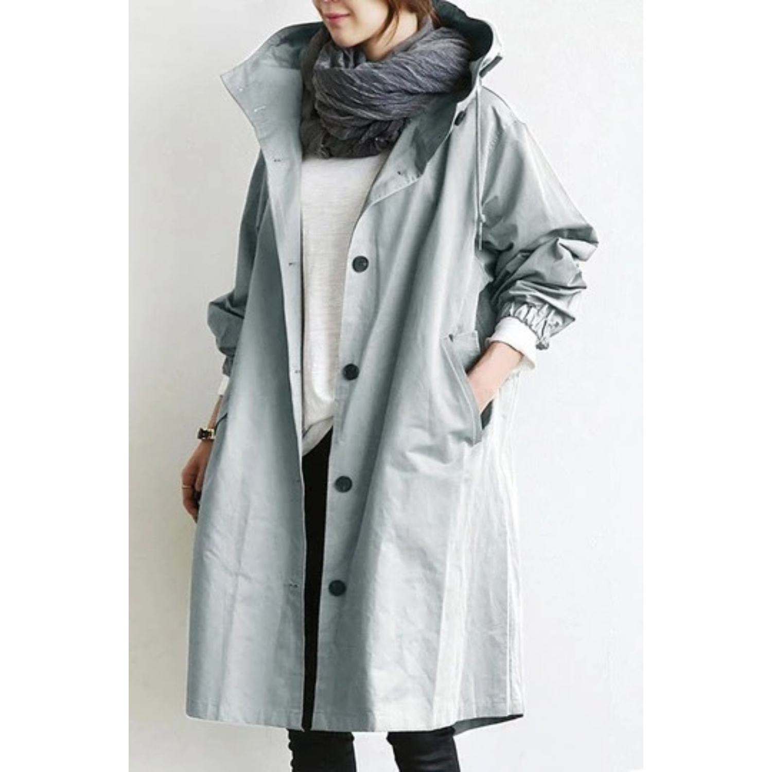Celine | Long Hooded Trench Coat – Stylish and Functional