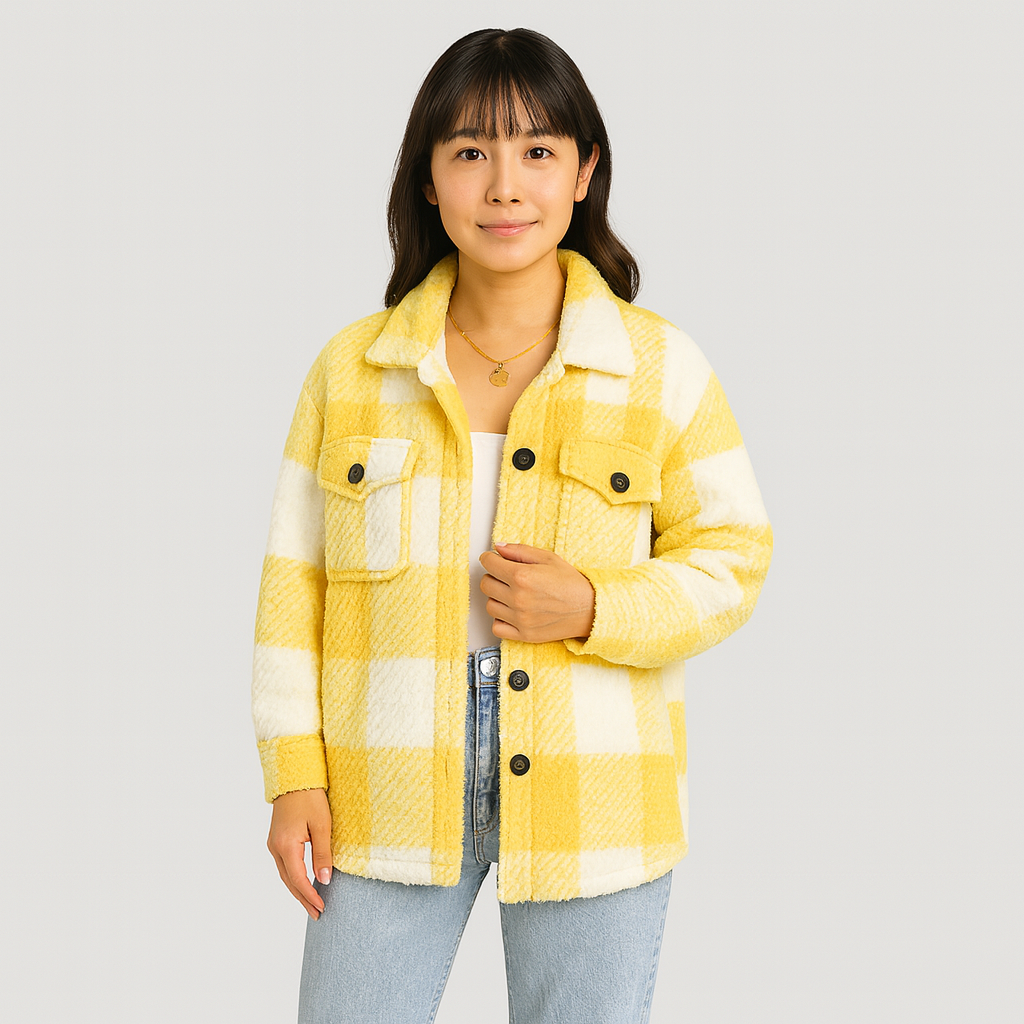 Loren | A patterned button-front jacket perfect for fall and winter