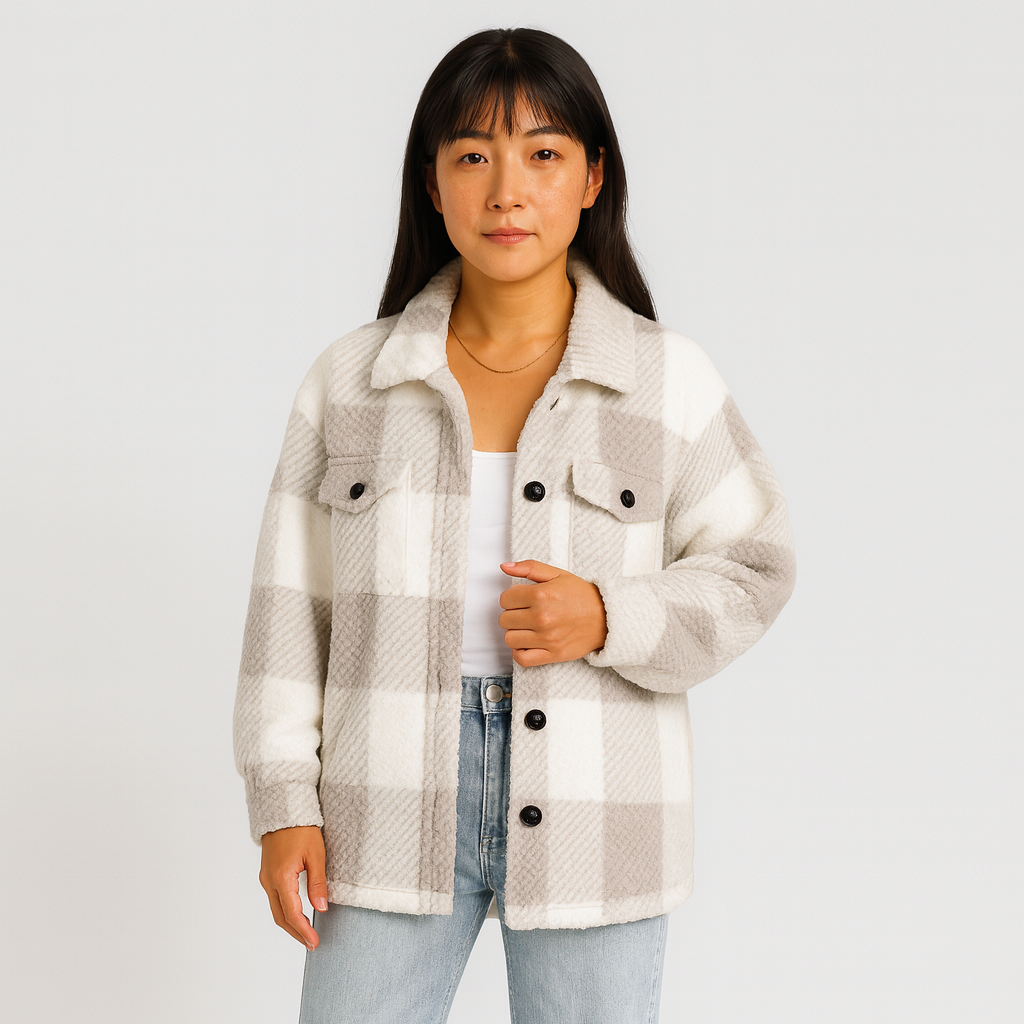 Loren | A patterned button-front jacket perfect for fall and winter