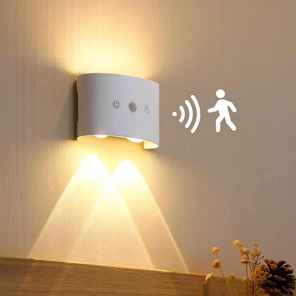 Luminova | Motion Sensor Cat Eye LED Wall Light – 3 Adjustable Colors, USB Rechargeable