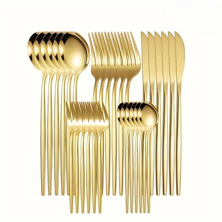 ルナレックス | ゴールドステンレススチール製カトラリーセット30点