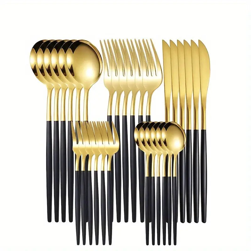 ルナレックス | ゴールドステンレススチール製カトラリーセット30点