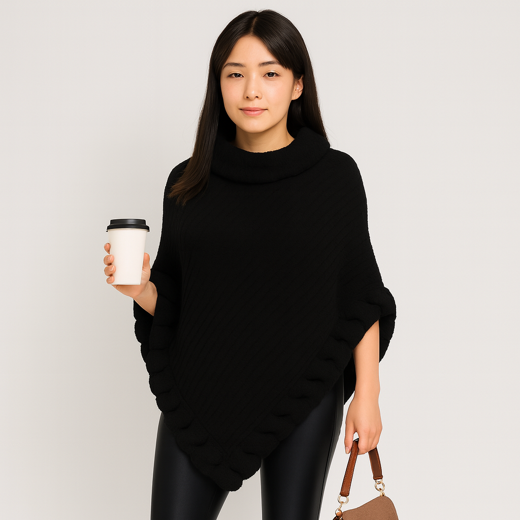 Maribeth | Cardigan with faux fur trim and asymmetrical hem