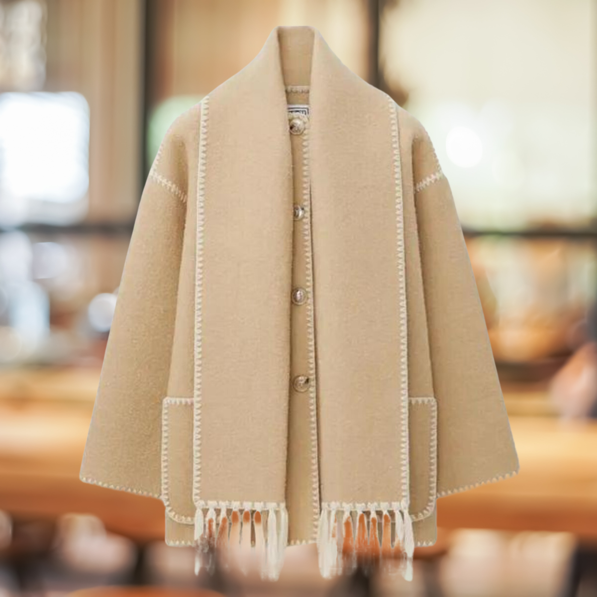 マチルド - ボタンとスカーフがエレガントなシングルブレストジャケット