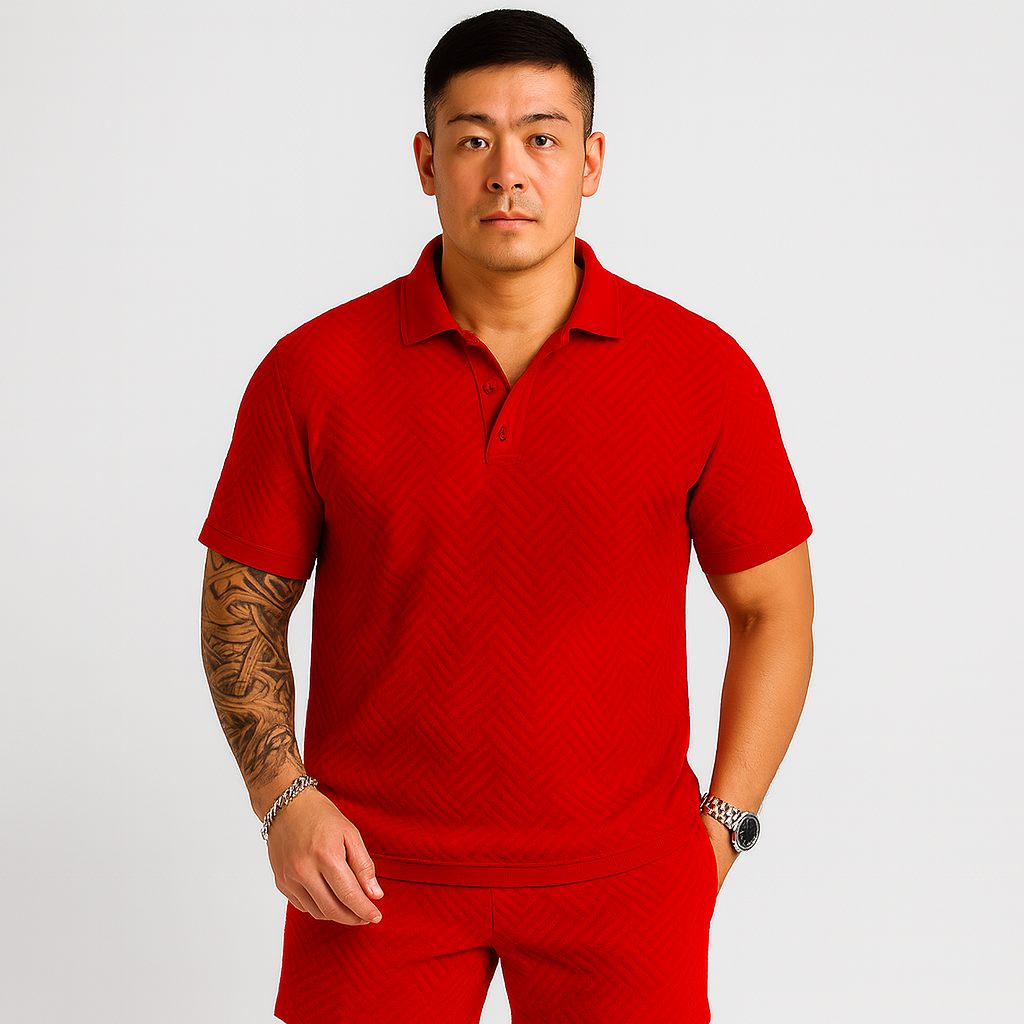 Men's Summer Casual Set - Short Sleeve Polo Shirt & Matching Shorts
