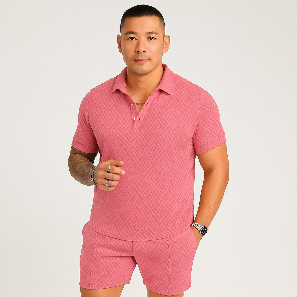 Men's Summer Casual Set - Short Sleeve Polo Shirt & Matching Shorts