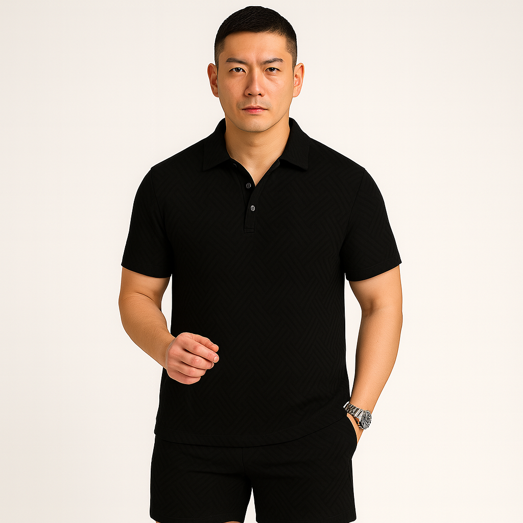 Men's Summer Casual Set - Short Sleeve Polo Shirt & Matching Shorts