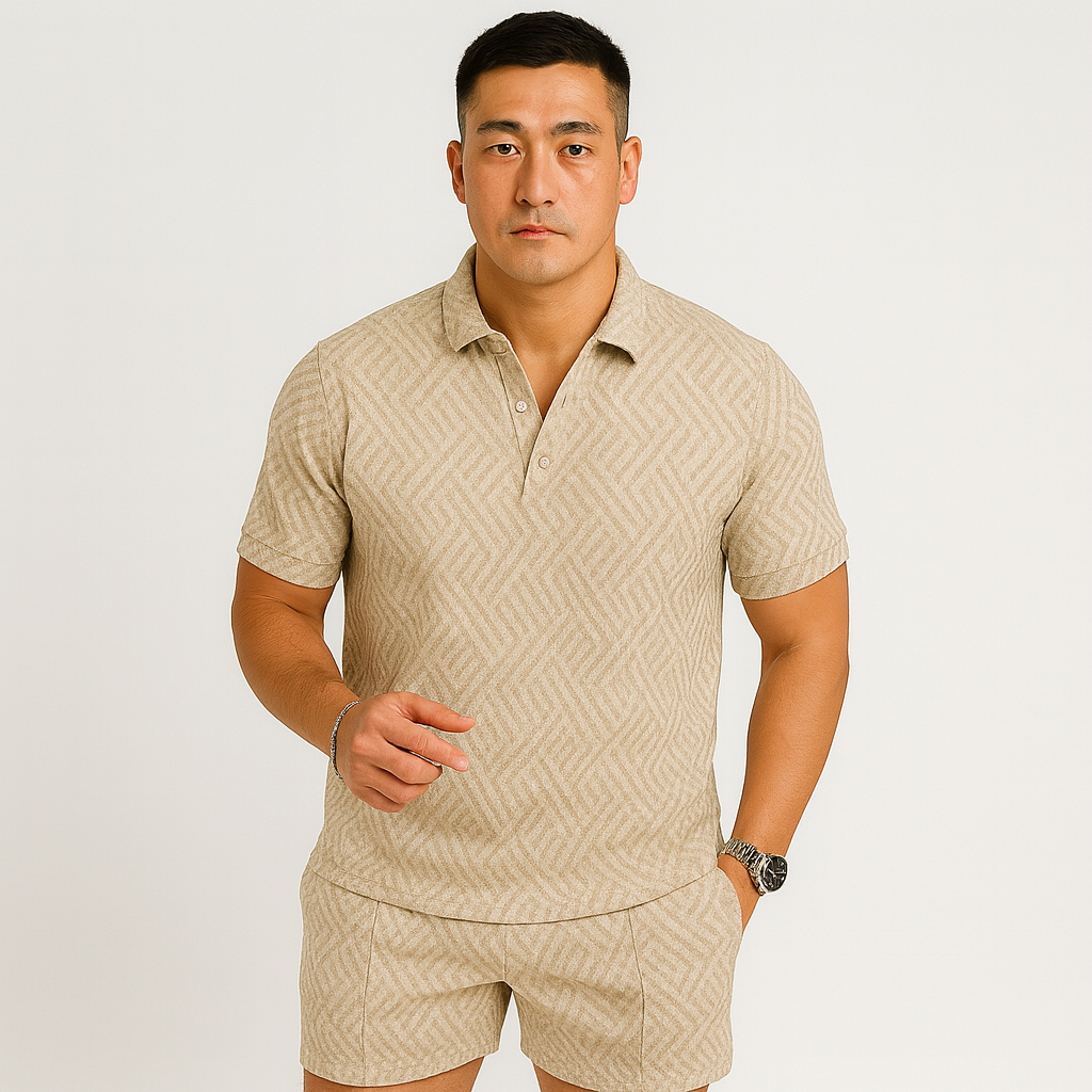 Men's Summer Casual Set - Short Sleeve Polo Shirt & Matching Shorts