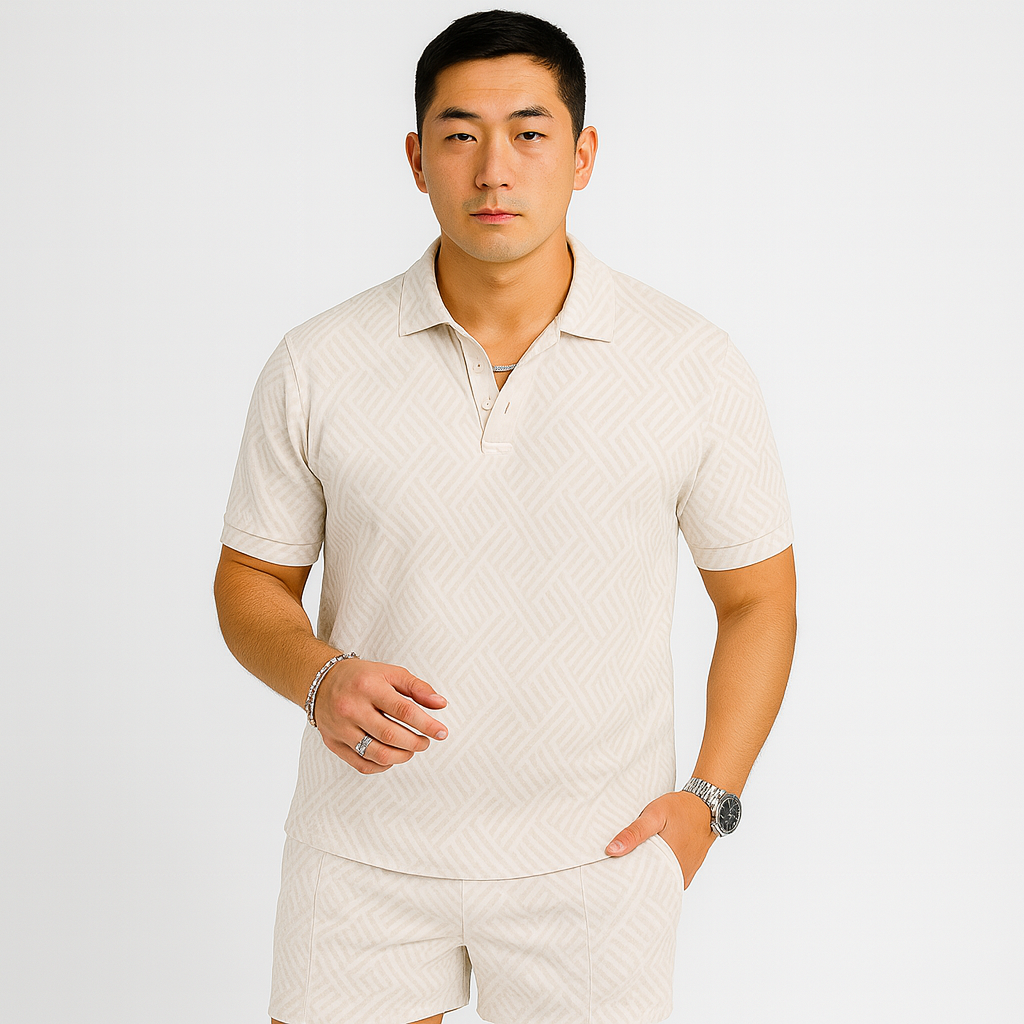 Men's Summer Casual Set - Short Sleeve Polo Shirt & Matching Shorts