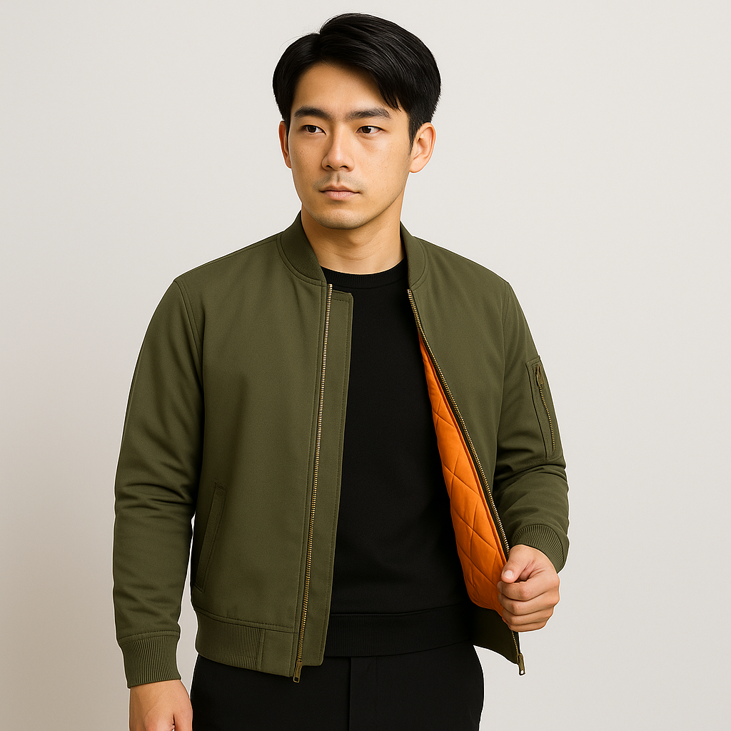 Classic men's bomber jacket - timeless zip style