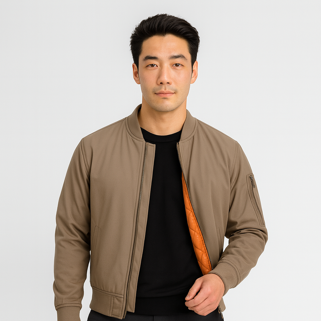Classic men's bomber jacket - timeless zip style