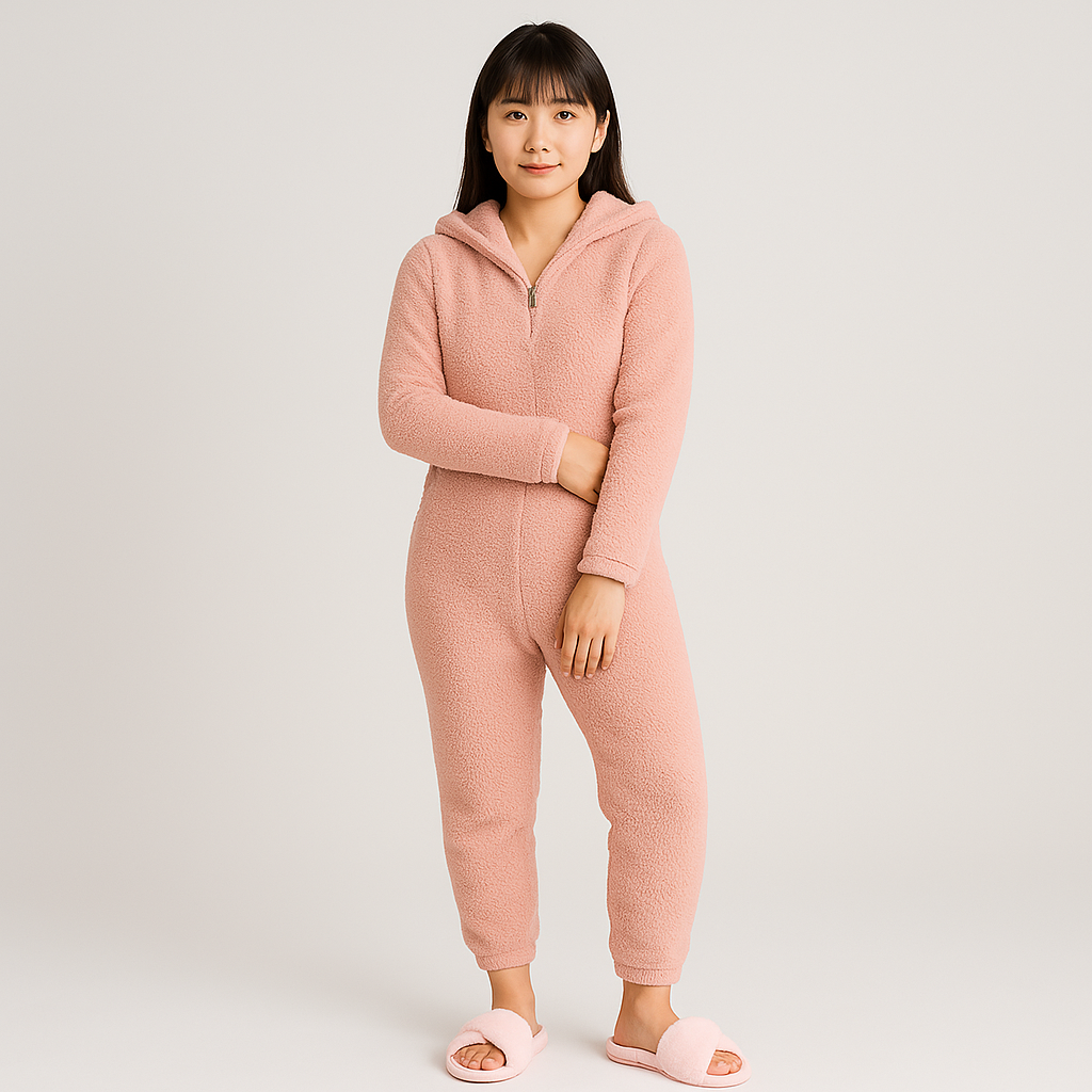 Mirella | Fluffy Hooded Zippered Pajama Set