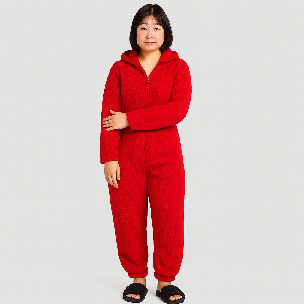 Mirella | Fluffy Hooded Zippered Pajama Set