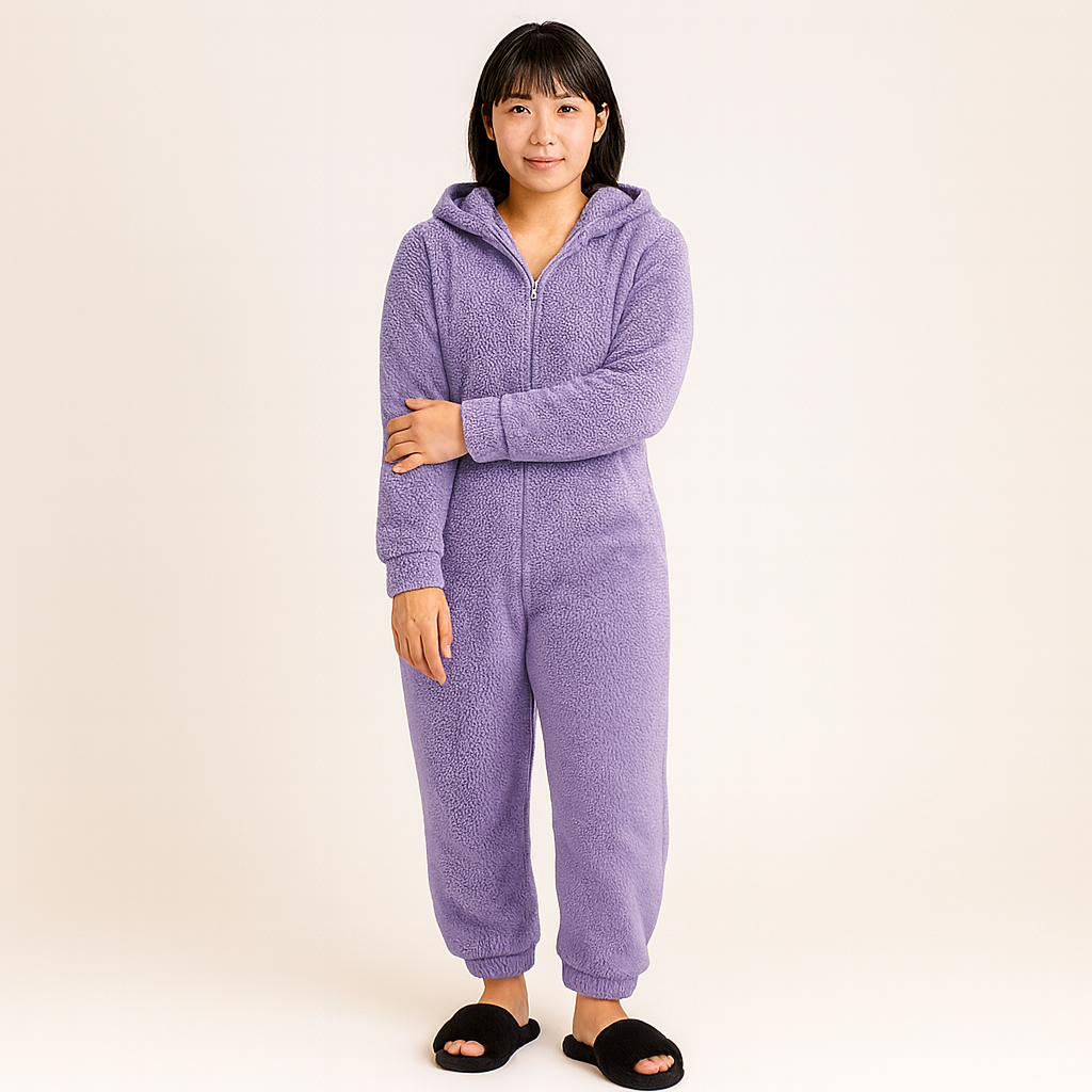 Mirella | Fluffy Hooded Zippered Pajama Set