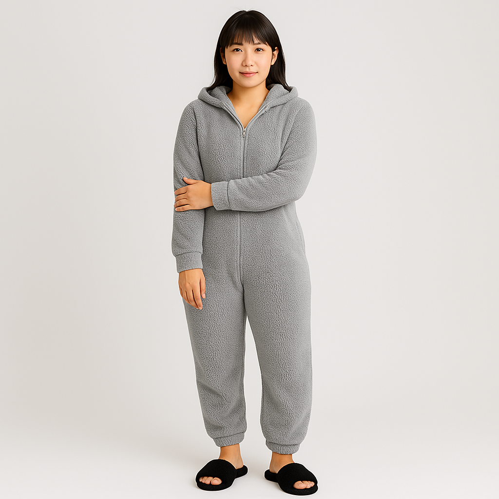 Mirella | Fluffy Hooded Zippered Pajama Set