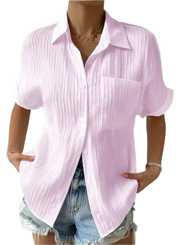 Gabriella - Casual pleated collared shirt