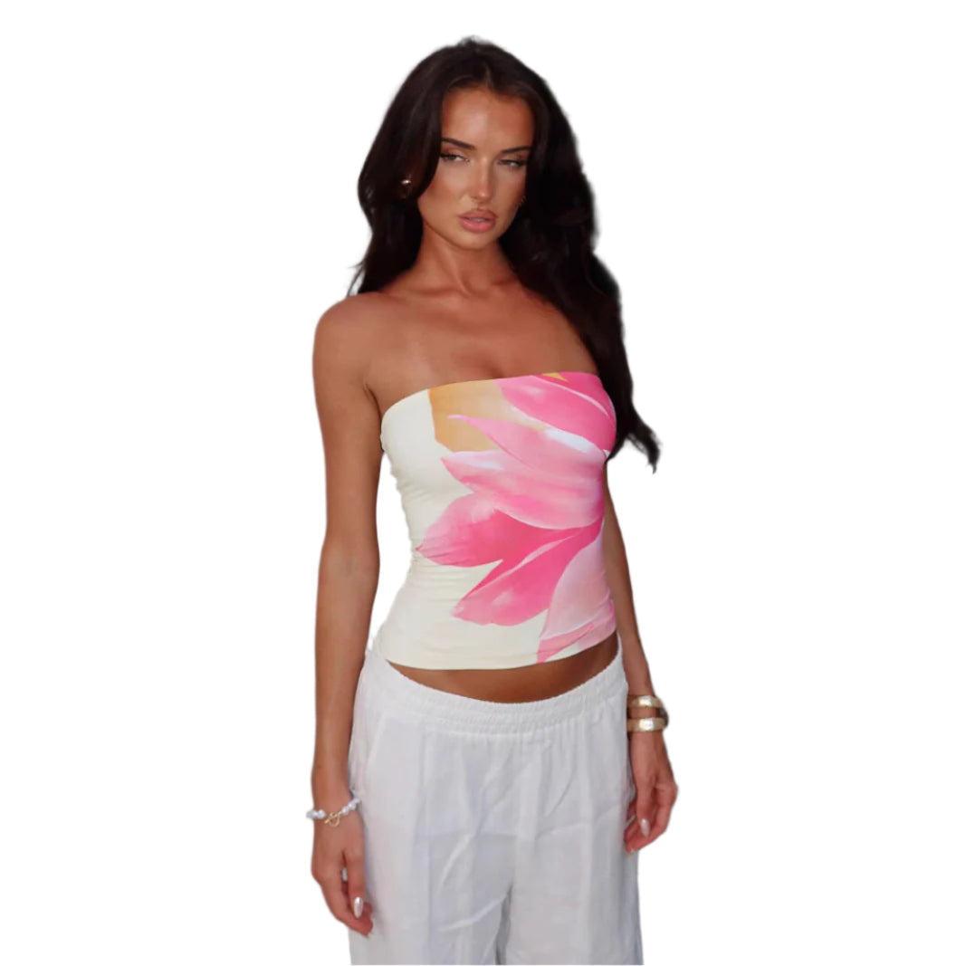 Sandra – Floral strapless top