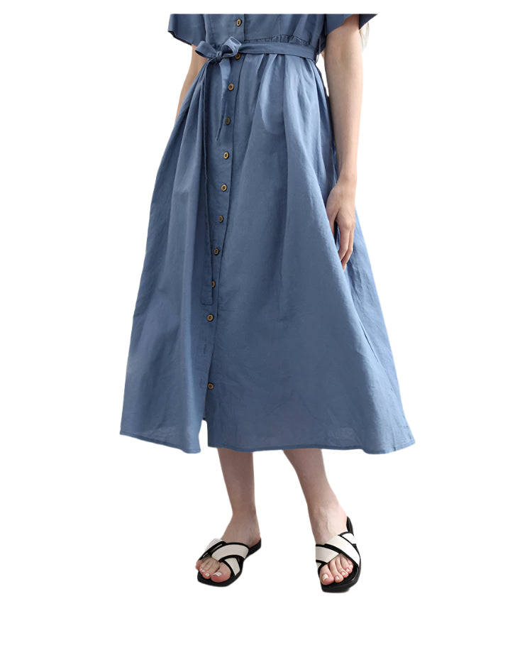 Amber - Classic Button Midi Dress