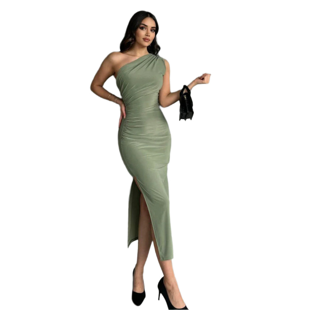 Rania - Elegantly draped and asymmetrically cut maxi dress