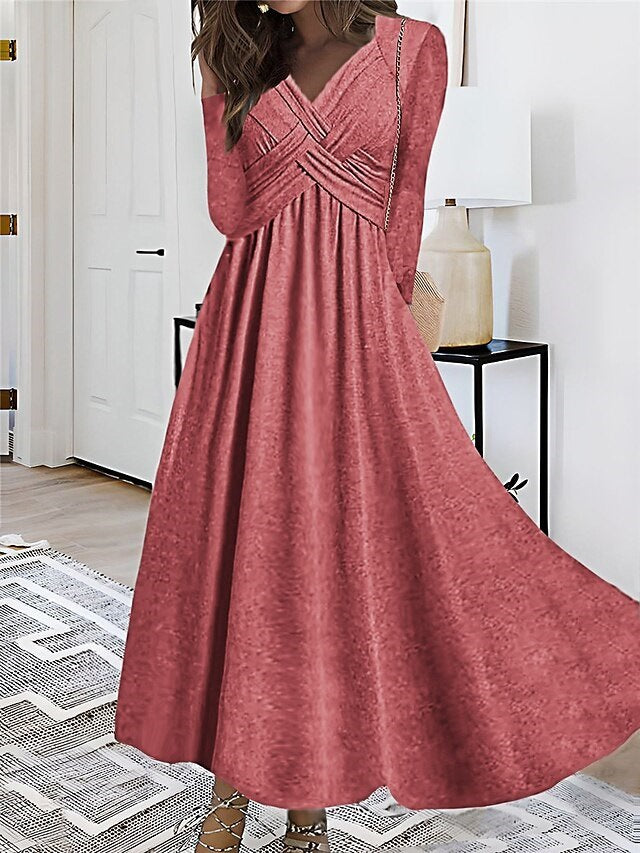 Selena - A stylish maxi dress with a thigh-high slit and V-neck