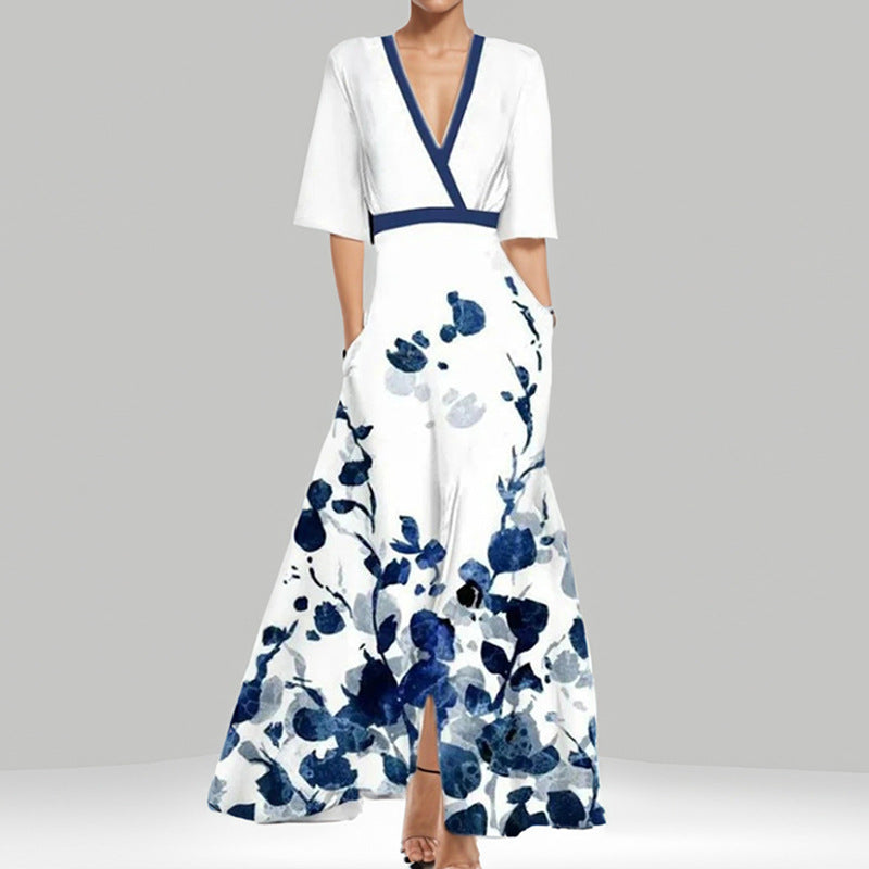 Veronica - Elegant peplum dress with a V-neck waist