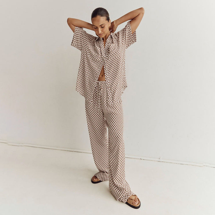Esther - Geometric Shirt and Pants Set