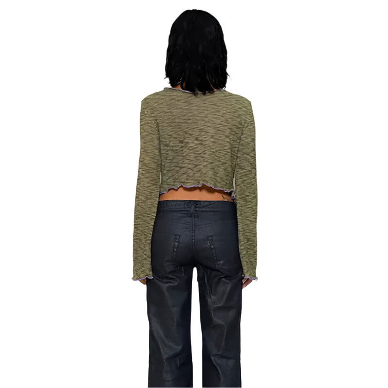 Lindsay - Ruffled Cropped Long Sleeve Top