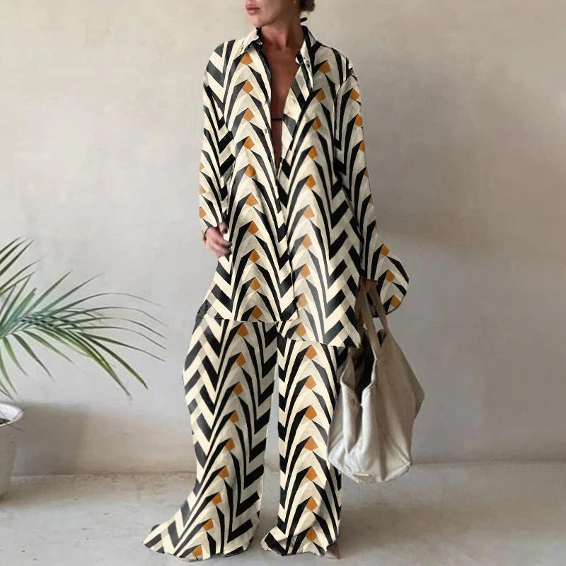 Kaori - Relaxed Long Sleeve Blouse & Wide Pants Set