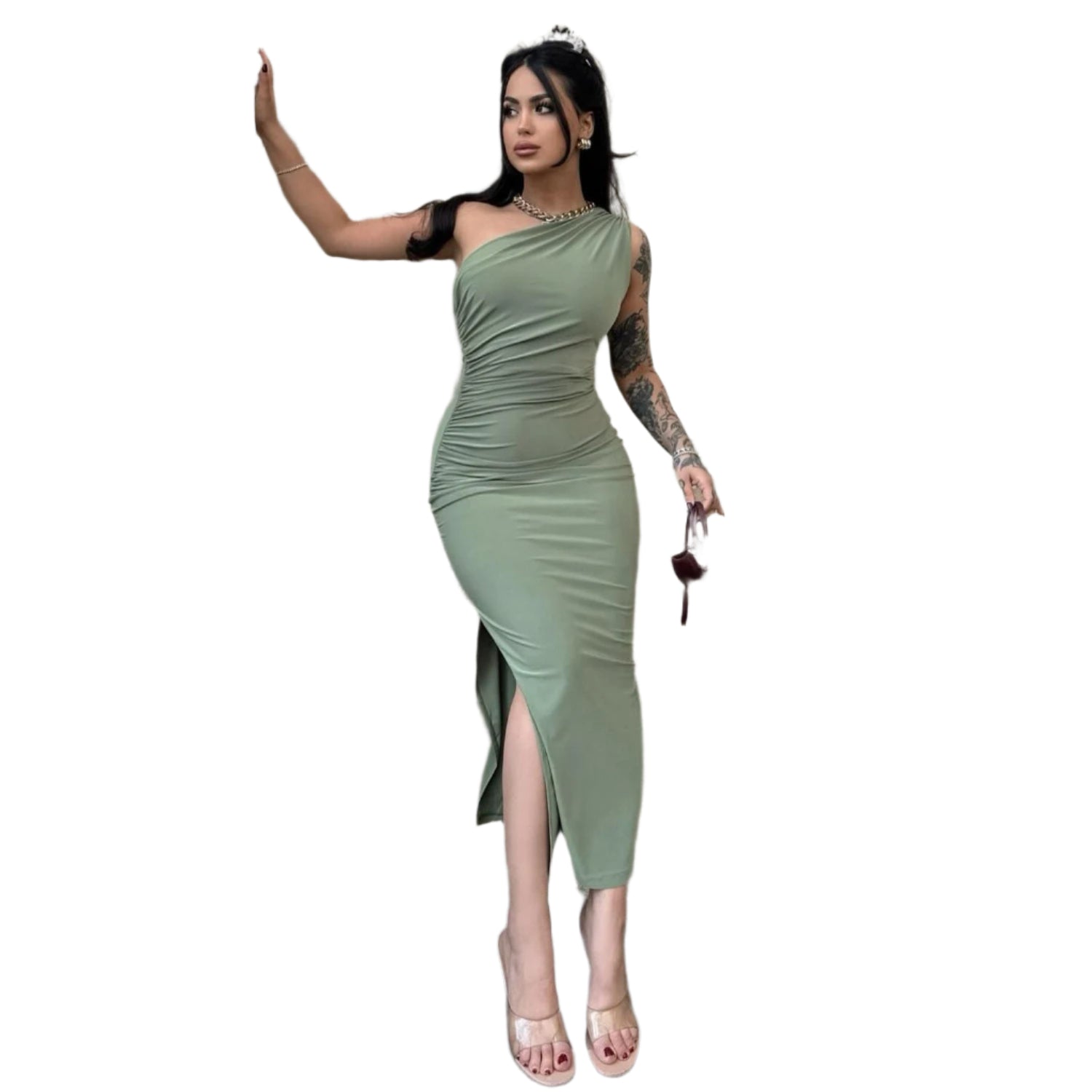 Rania - Elegantly draped and asymmetrically cut maxi dress