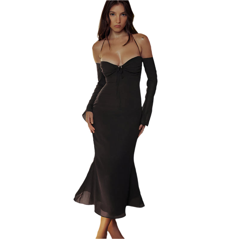Nia - See-through sleeve midi dress