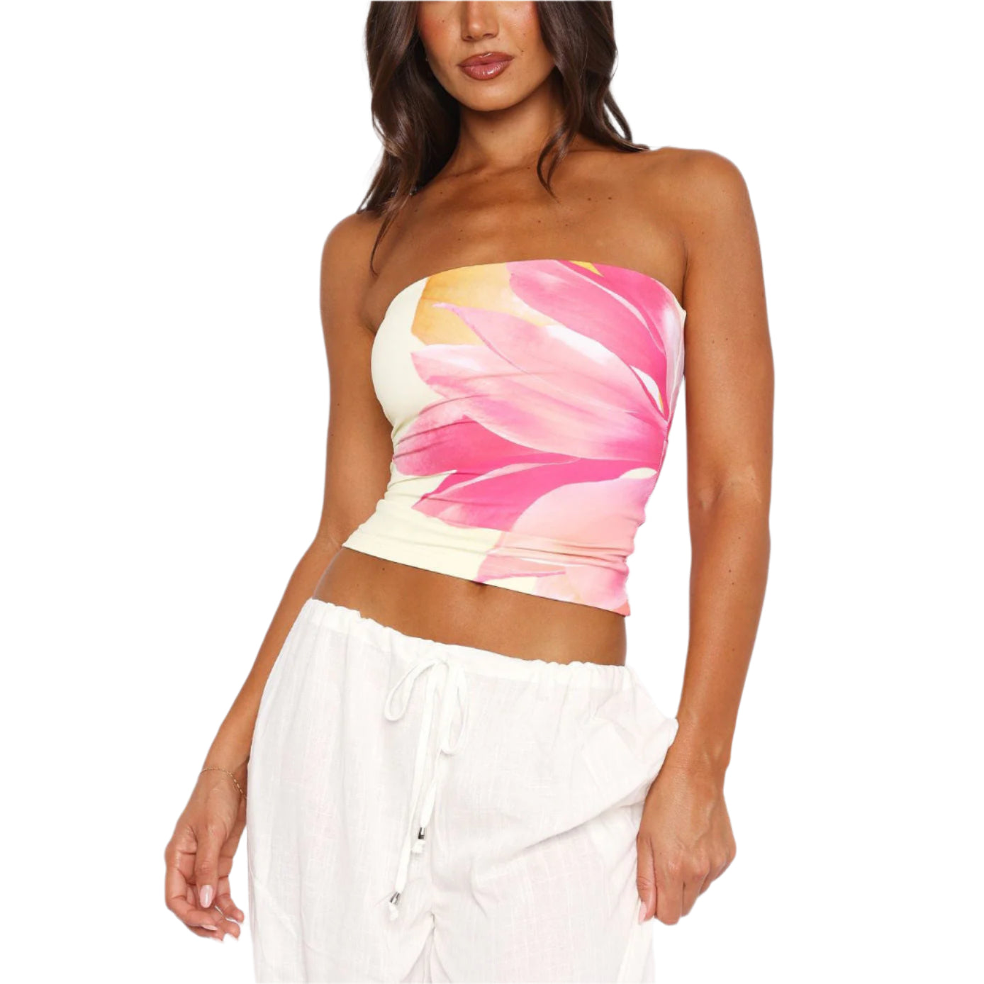 Sandra – Floral strapless top