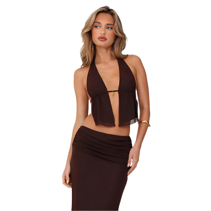 Graziella - Sexy crop top and long skirt set