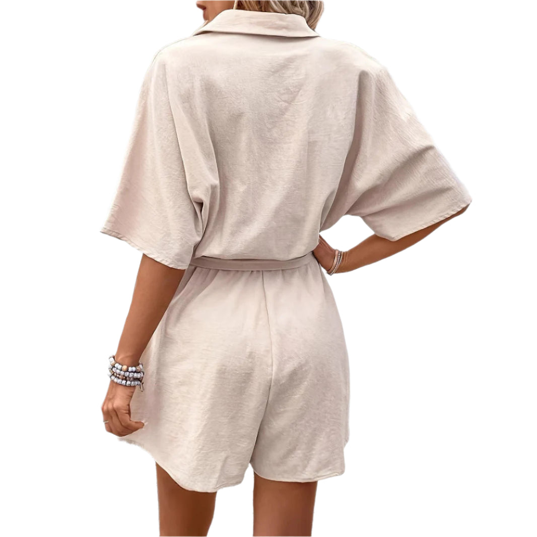 Courtney button-down jumpsuit with belted waist