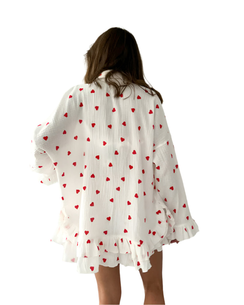 Vanessa - Heart Print Comfortable 3-Piece Set