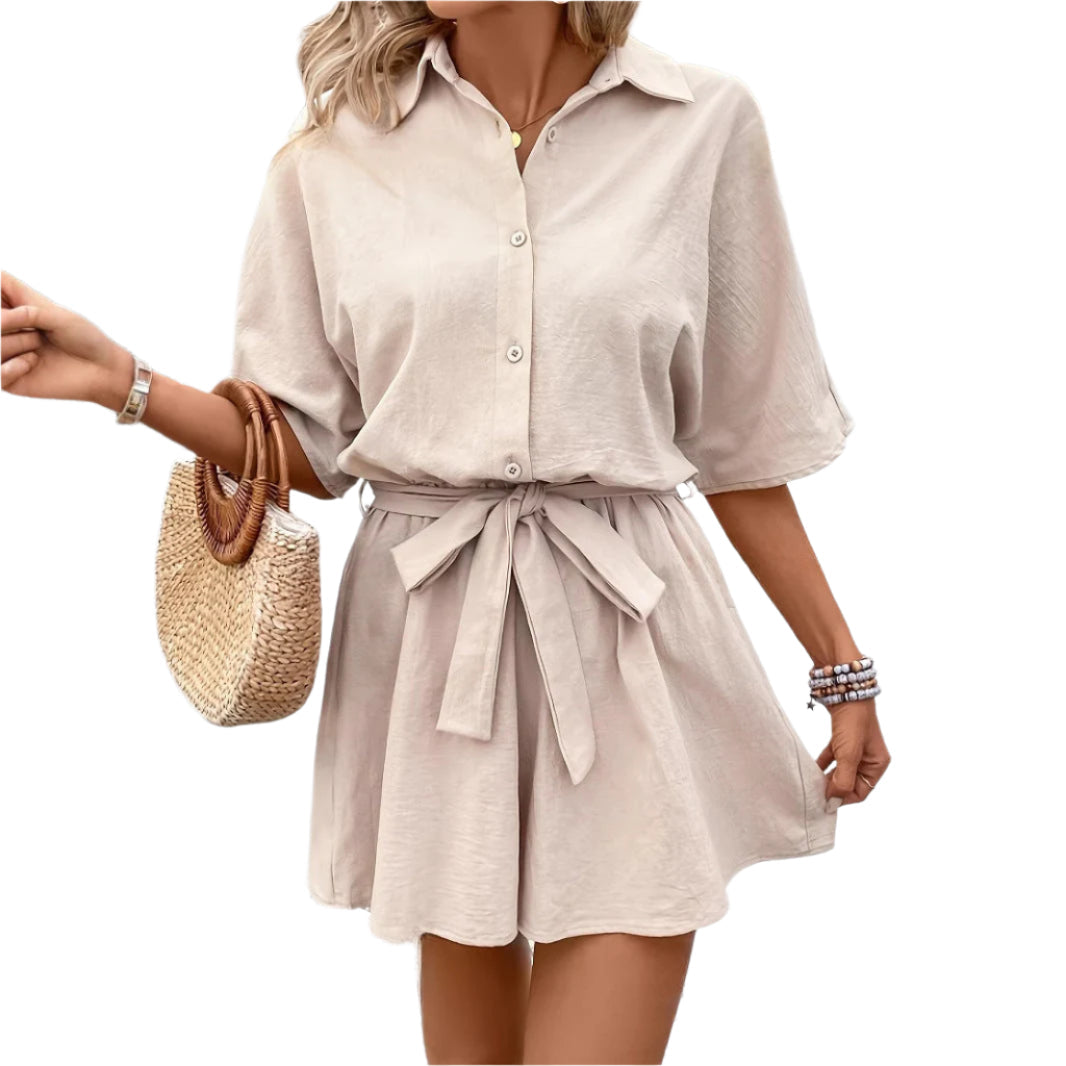 Courtney button-down jumpsuit with belted waist
