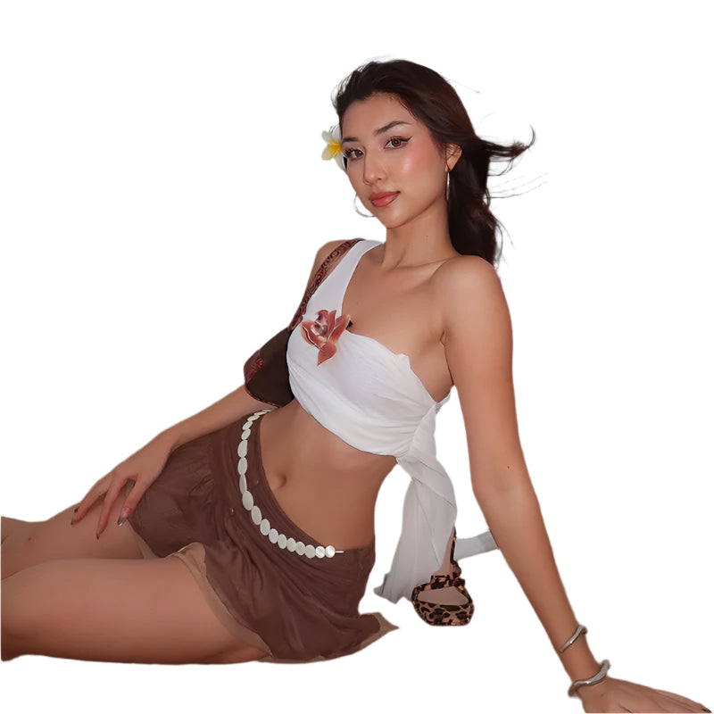 Evie - Beautiful wrap beach top with floral details